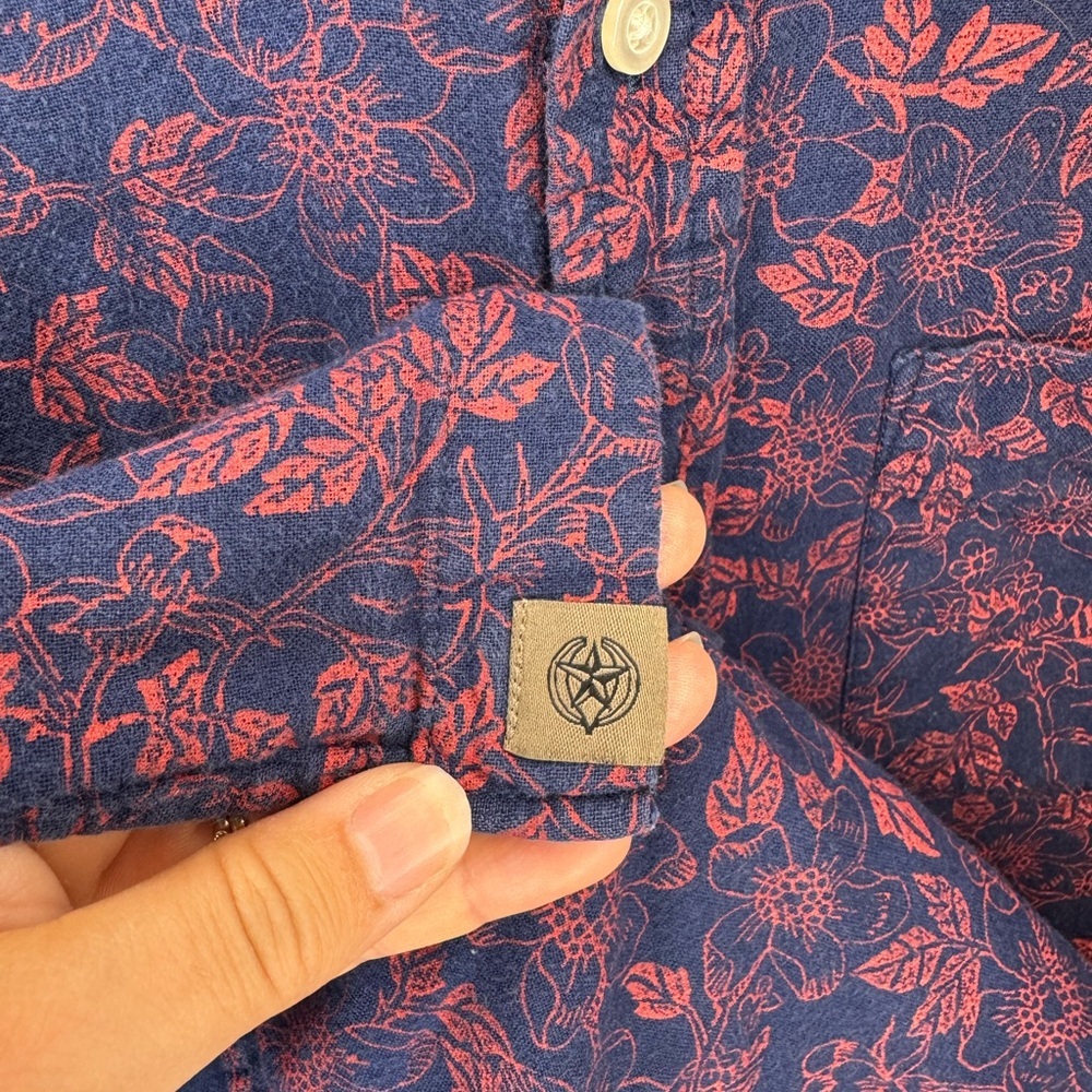 Men's Cotton Button-Down Shirt in Navy with Pink Floral Print By Banana Republic - Picture 3 of 13